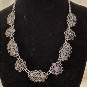 Source Unknown Silver Ornate Necklace